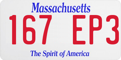 MA license plate 167EP3