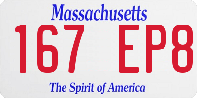 MA license plate 167EP8