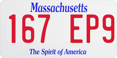 MA license plate 167EP9