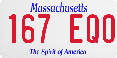 MA license plate 167EQ0
