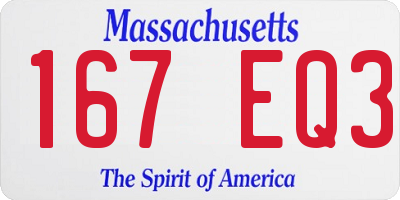 MA license plate 167EQ3