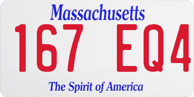 MA license plate 167EQ4