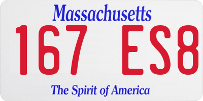 MA license plate 167ES8
