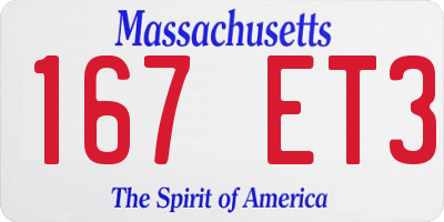 MA license plate 167ET3