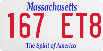 MA license plate 167ET8