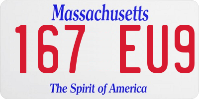 MA license plate 167EU9