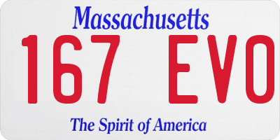 MA license plate 167EV0