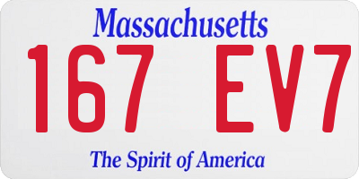 MA license plate 167EV7