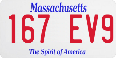 MA license plate 167EV9