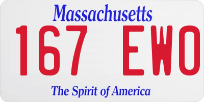 MA license plate 167EW0