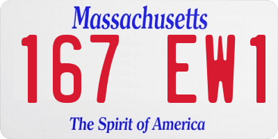 MA license plate 167EW1