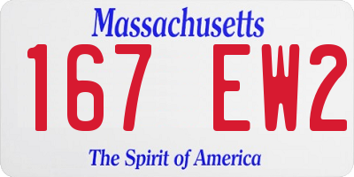 MA license plate 167EW2