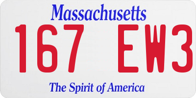 MA license plate 167EW3