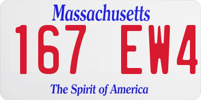 MA license plate 167EW4