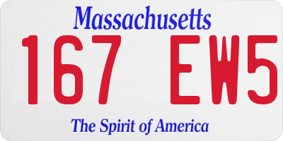 MA license plate 167EW5