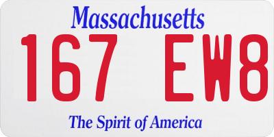 MA license plate 167EW8