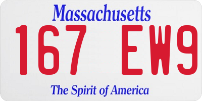 MA license plate 167EW9