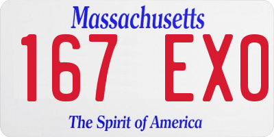 MA license plate 167EX0