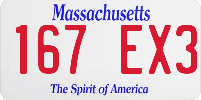MA license plate 167EX3