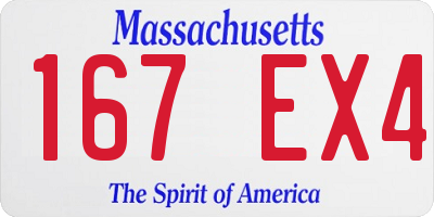 MA license plate 167EX4