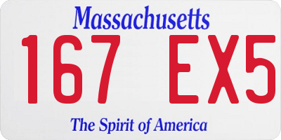 MA license plate 167EX5