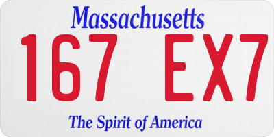 MA license plate 167EX7