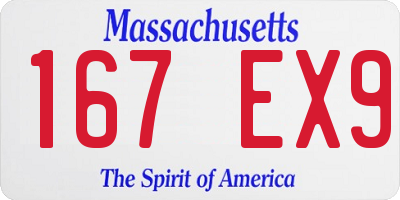 MA license plate 167EX9