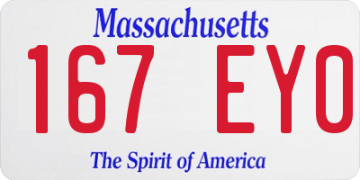 MA license plate 167EY0