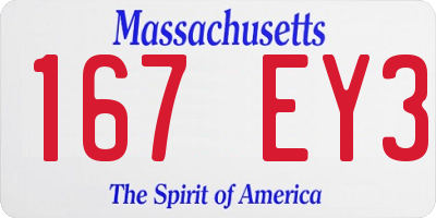 MA license plate 167EY3