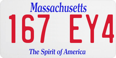 MA license plate 167EY4