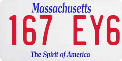 MA license plate 167EY6