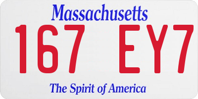 MA license plate 167EY7