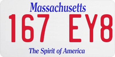 MA license plate 167EY8