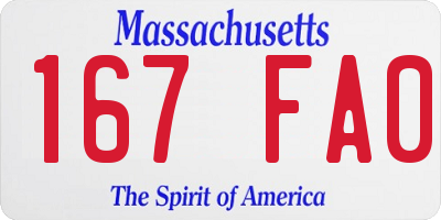 MA license plate 167FA0