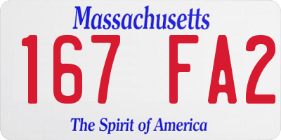 MA license plate 167FA2