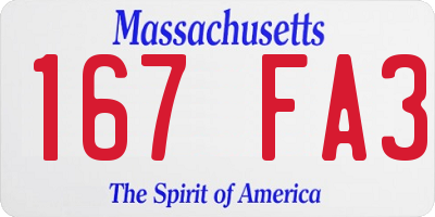 MA license plate 167FA3