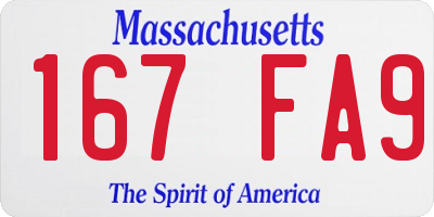 MA license plate 167FA9