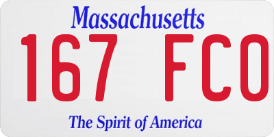 MA license plate 167FC0