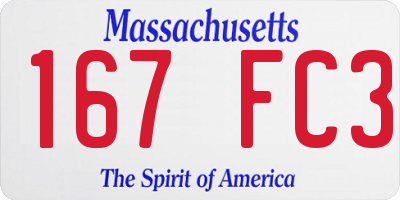 MA license plate 167FC3