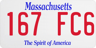 MA license plate 167FC6