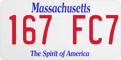MA license plate 167FC7