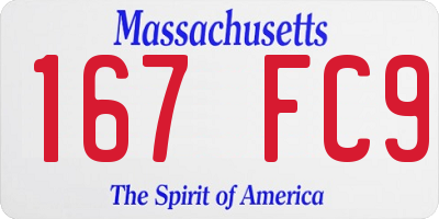 MA license plate 167FC9