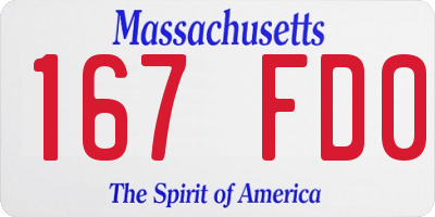 MA license plate 167FD0