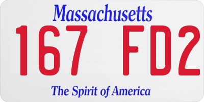 MA license plate 167FD2
