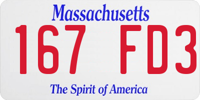 MA license plate 167FD3