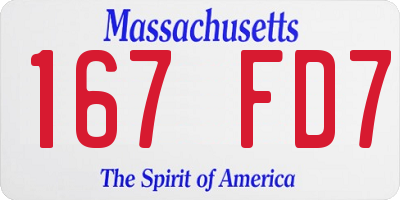 MA license plate 167FD7