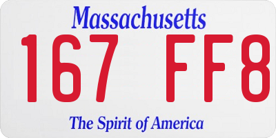 MA license plate 167FF8