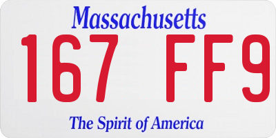 MA license plate 167FF9