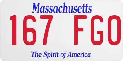 MA license plate 167FG0
