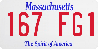 MA license plate 167FG1